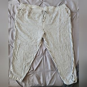 Old Navy | Women's Cropped Pants | Linen | Black Stripe | XXL